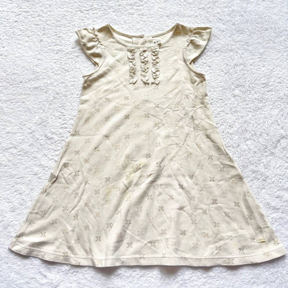 Celine toddler girl dress macadam cotton 110 4T sleeveless lace cotton tops